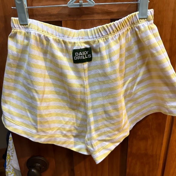 Daily Drills Pants - Daily Drills Women's Athletic Shorts in Yellow and White Stripes